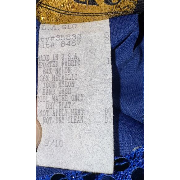 1990's LA Glow Blue Metallic Blingy Sequined Zipper Dress Gown Juniors 9/10 Prom - Picture 4 of 13